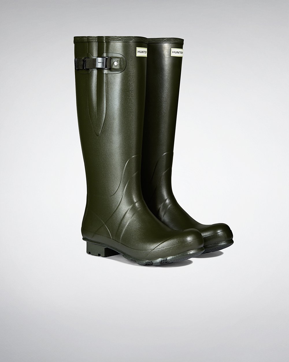 Botas De Altas Hunter Hombre Norris Field Side Adjustable Neoprene Lined - Verde Oscuro Oliva - Arge